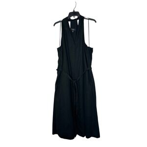 Banana Republic Factory Linen Blend Twist Back Dress Black XXL Sleeveless Midi‎